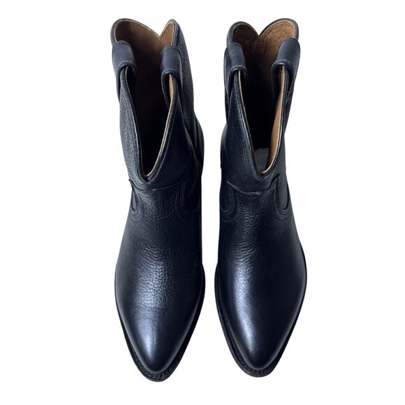 Frye Billy Short Cowboy Boots 7" Shaft Womens 8.5 Black Pebbled Leather Pull On - Picture 5 of 10
